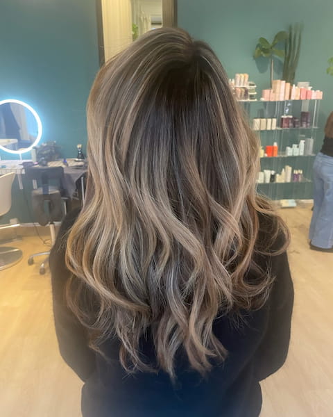 Balayage to lighten face frame and the ends